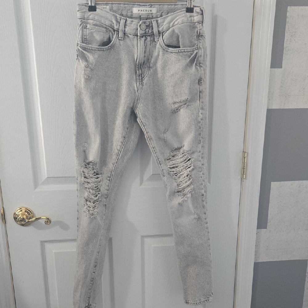 PacSun Light Gray Ripped Skinny Jeans
